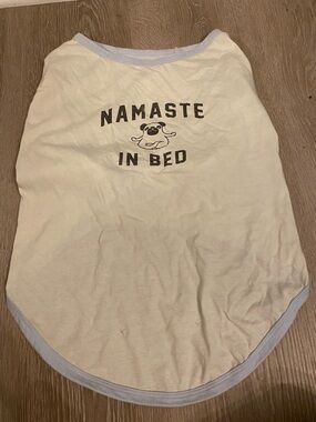 Cute dog t shirt 'Namaste in Bed'